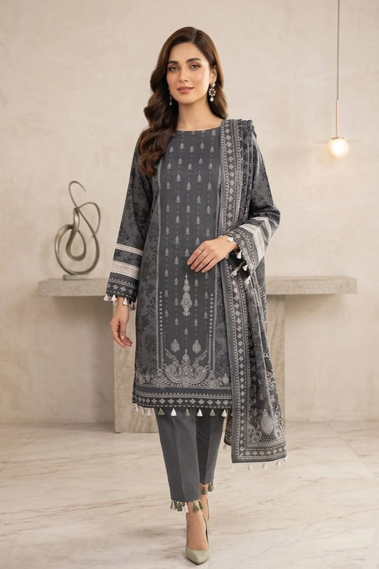 Jacquard Unstitched Printed Lawn 3pc