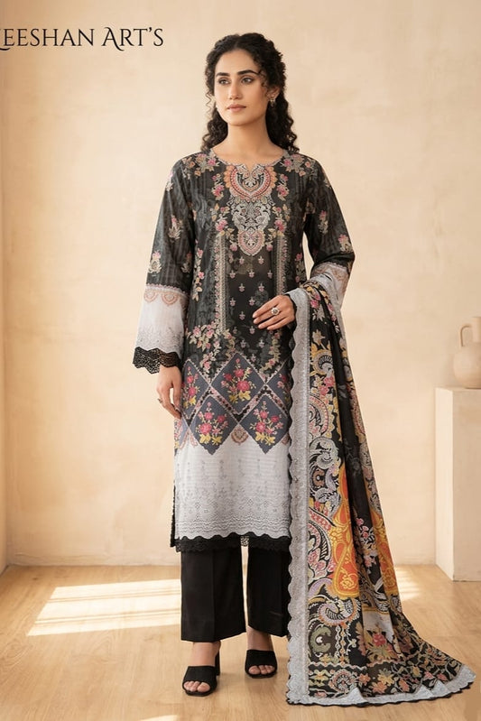 Rangraani Unstitched Embroidered Lawn 3pc