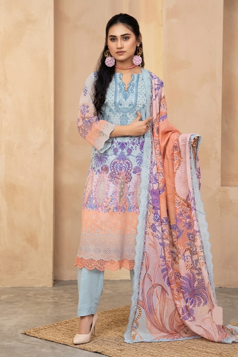 Rangraani Unstitched Embroidered Lawn 3pc