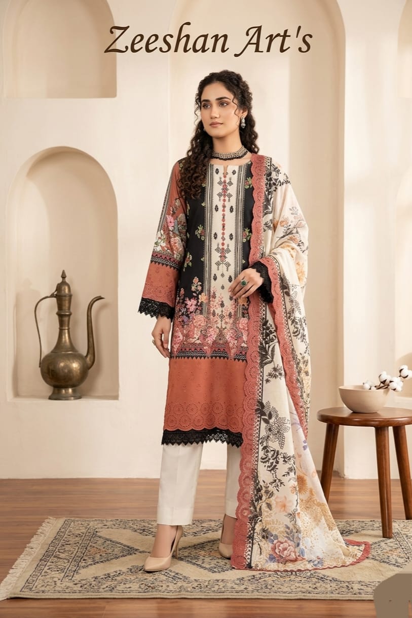 Rangraani Unstitched Embroidered Lawn 3pc