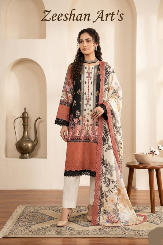 Rangraani Unstitched Embroidered Lawn 3pc