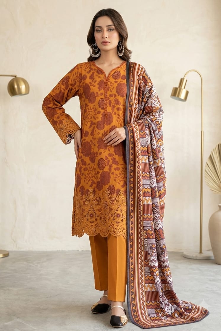 Jaffrani V-19 Unstitched Embroidered Lawn 3pc