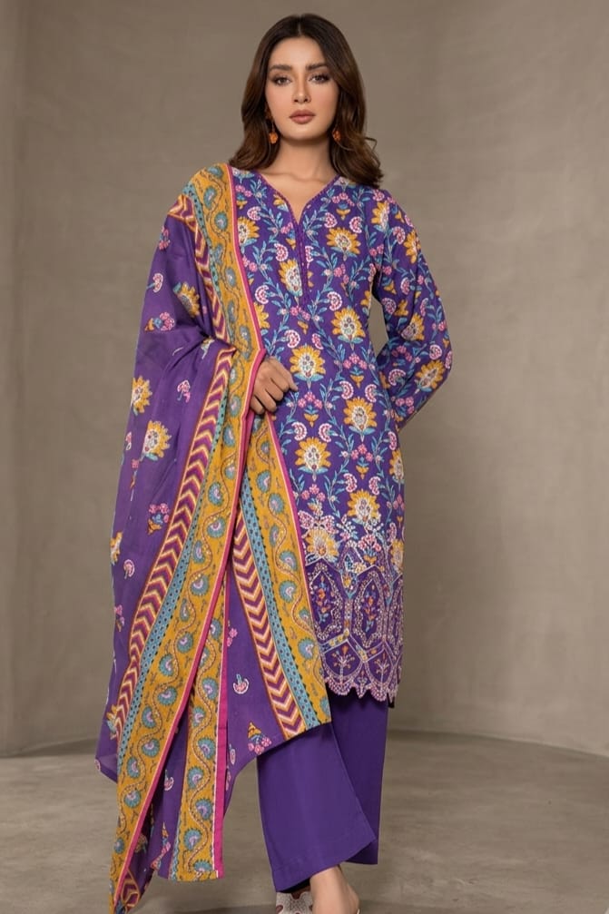 Jaffrani V-19 Unstitched Embroidered Lawn 3pc