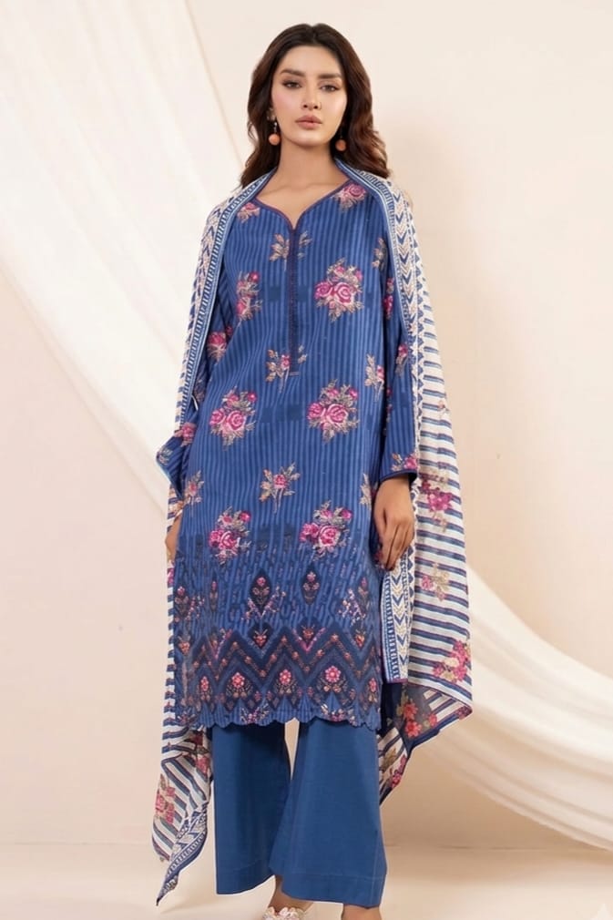 Jaffrani V-19 Unstitched Embroidered Lawn 3pc