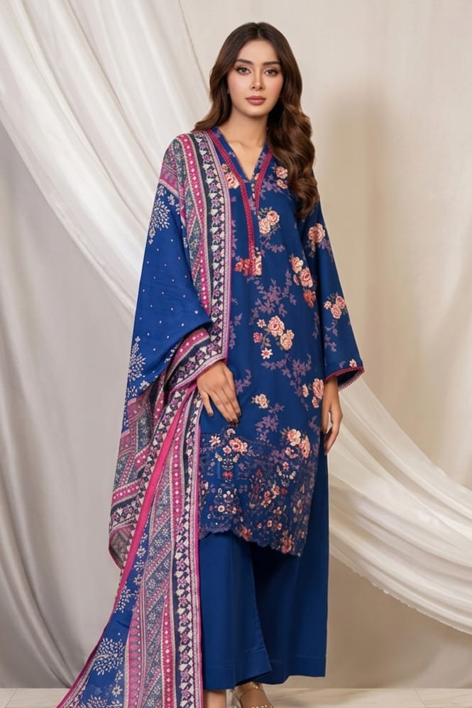 Jaffrani V-19 Unstitched Embroidered Lawn 3pc
