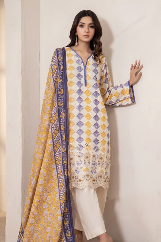 Jaffrani V-19 Unstitched Embroidered Lawn 3pc
