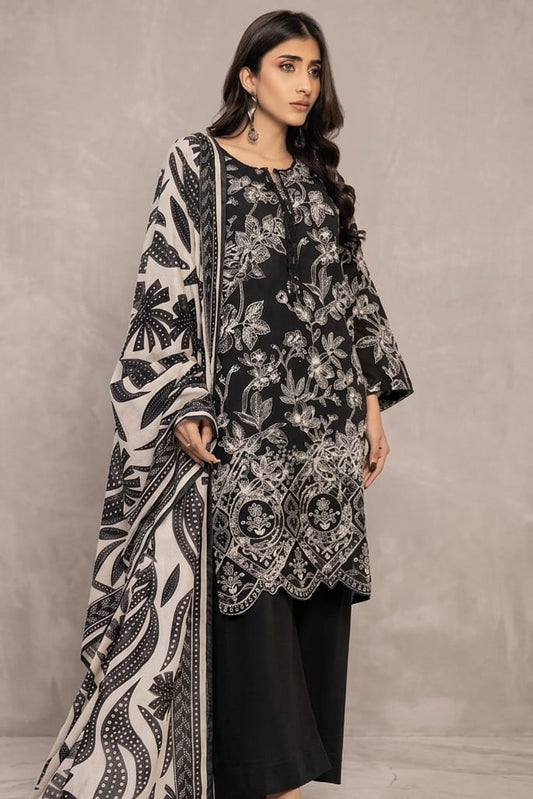 Jaffrani V-20 Unstitched Embroidered Lawn 3pc