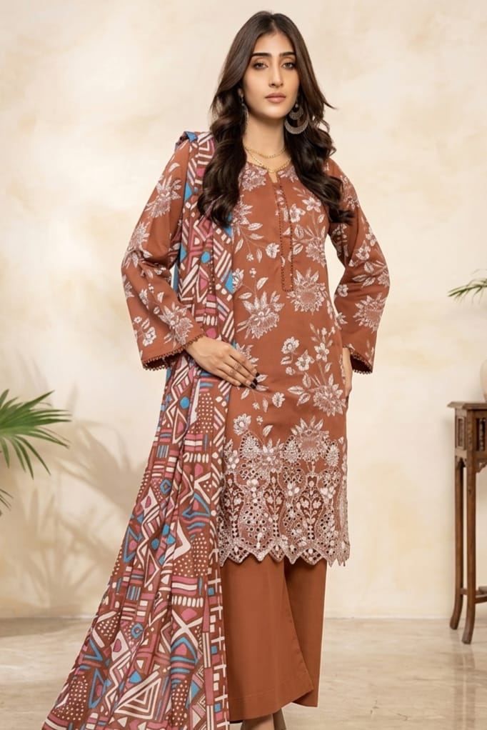 Jaffrani V-20 Unstitched Embroidered Lawn 3pc