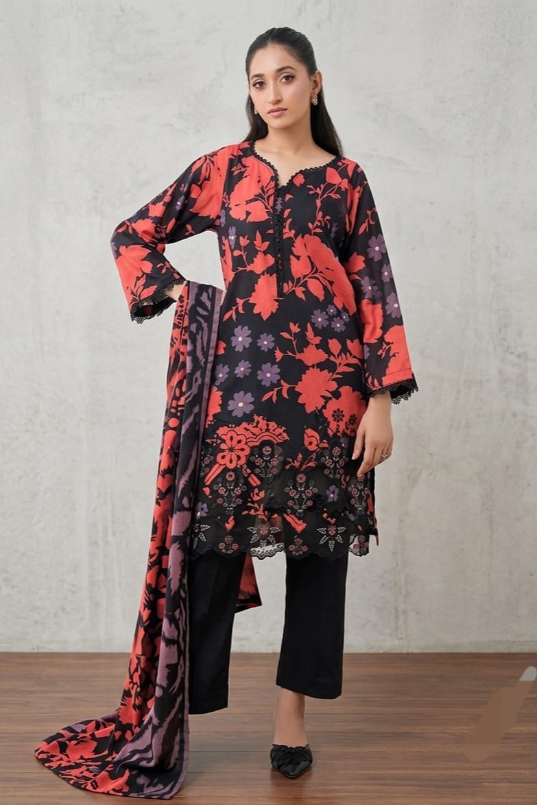 Jaffrani Aina V-21 Unstitched Embroidered Lawn 3pc