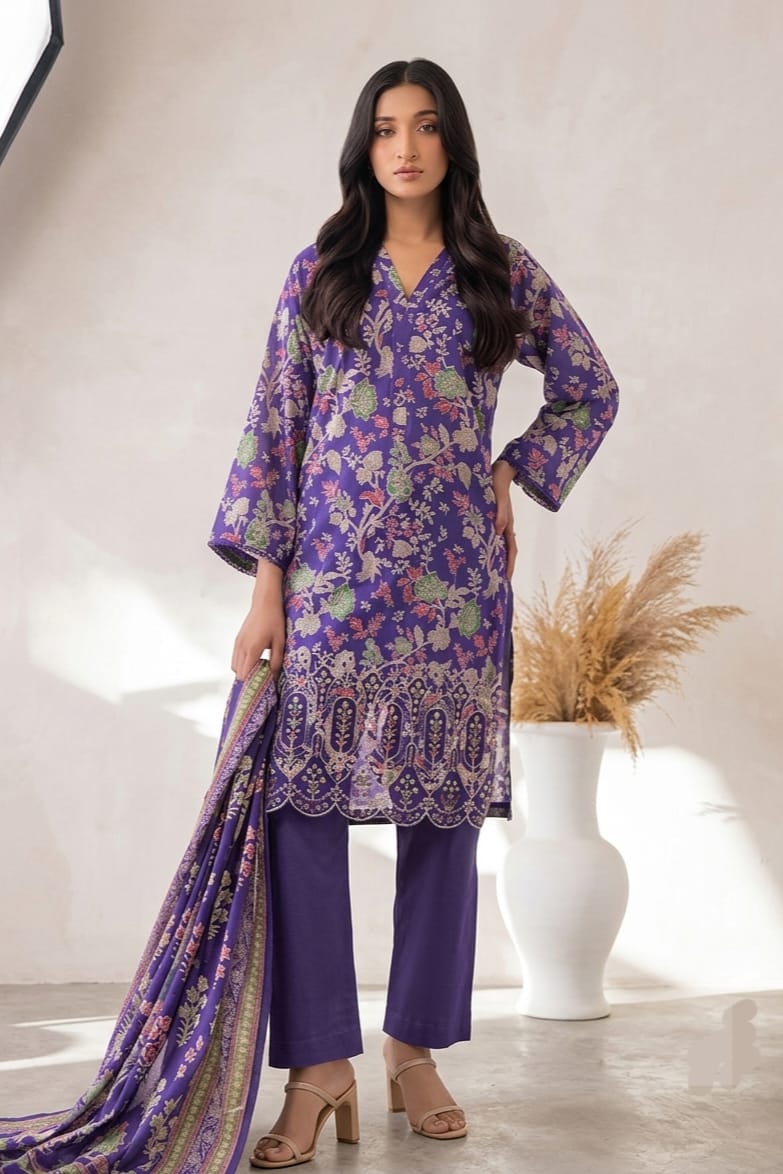 Jaffrani Aina V-21 Unstitched Embroidered Lawn 3pc