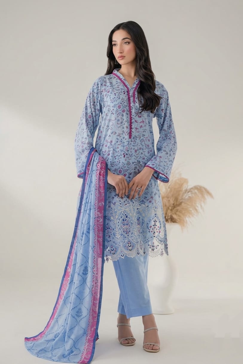 Jaffrani Aina V-21 Unstitched Embroidered Lawn 3pc