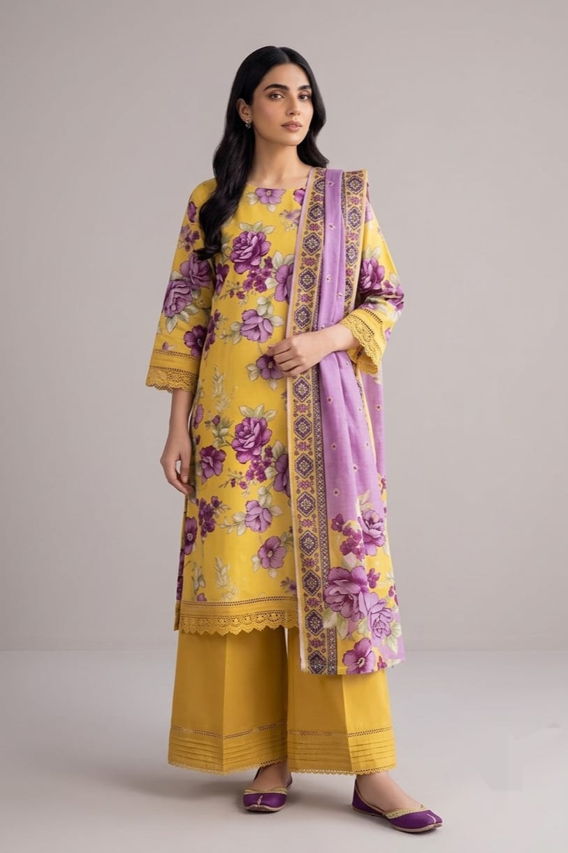 Jaffrani Unstitched Printed Lawn 3pc