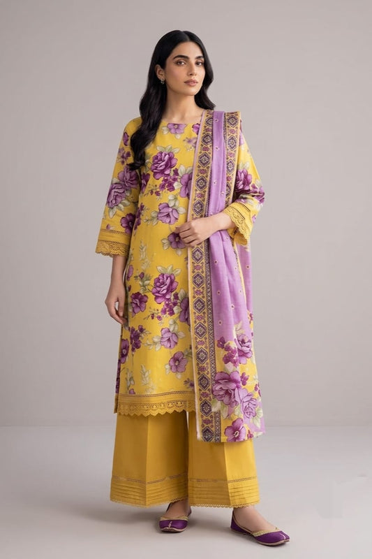 Jaffrani Unstitched Printed Lawn 3pc