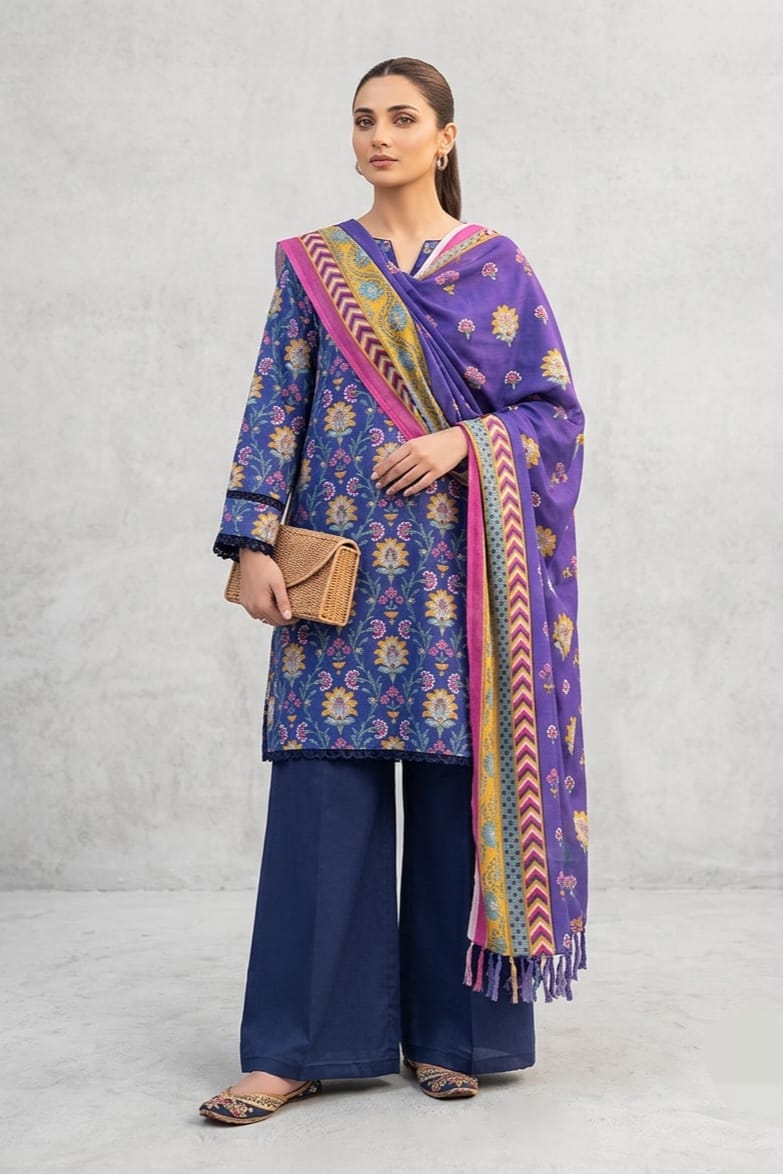 Jaffrani Unstitched Printed Lawn 3pc