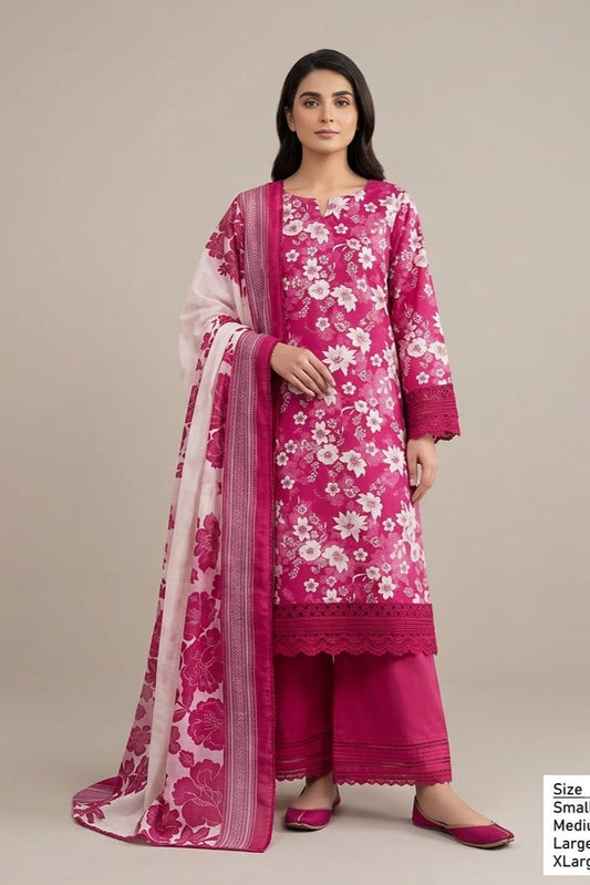 Jaffrani Unstitched Printed Lawn 3pc