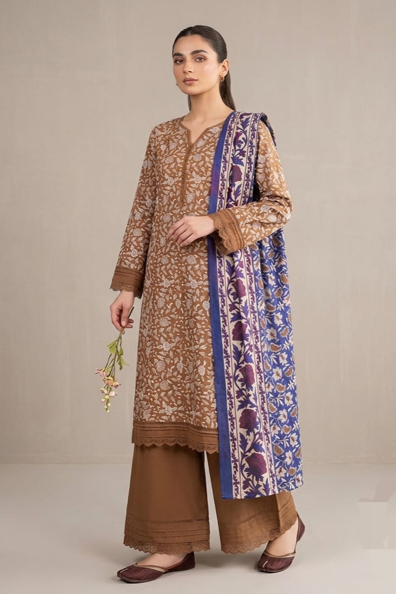 Jaffrani Unstitched Printed Lawn 3pc