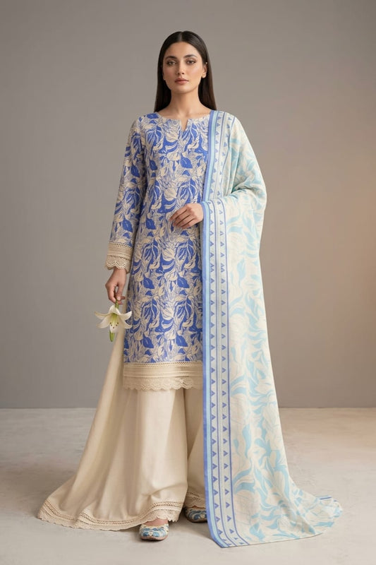 Jaffrani Unstitched Printed Lawn 3pc