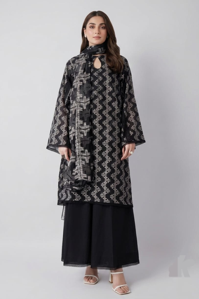 Bareeze Unstitched Printed Lawn 3Pc