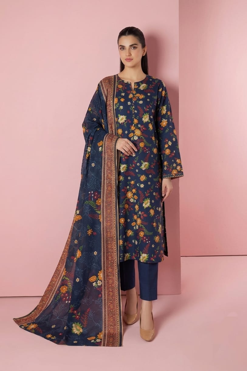 Nishat Unstitched Printed Lawn 3pc