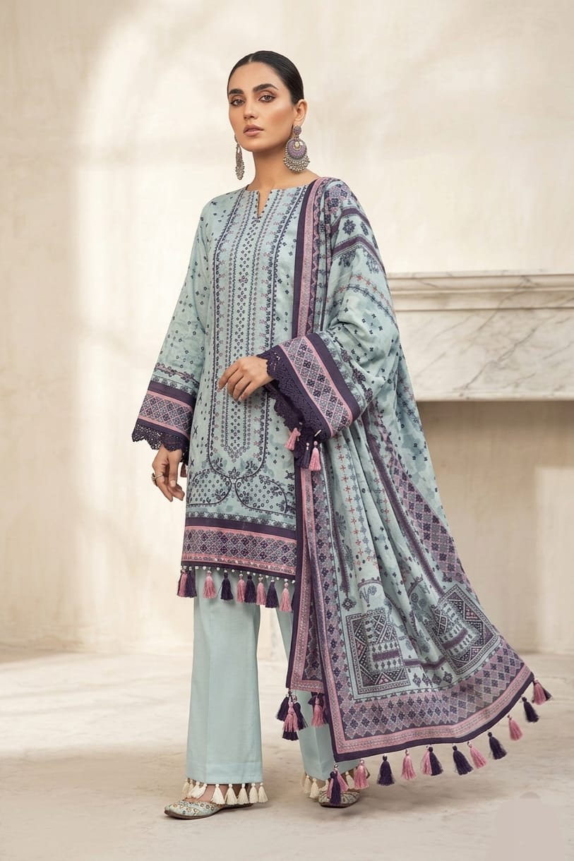 Jacquard Unstitched Printed Lawn 3pc