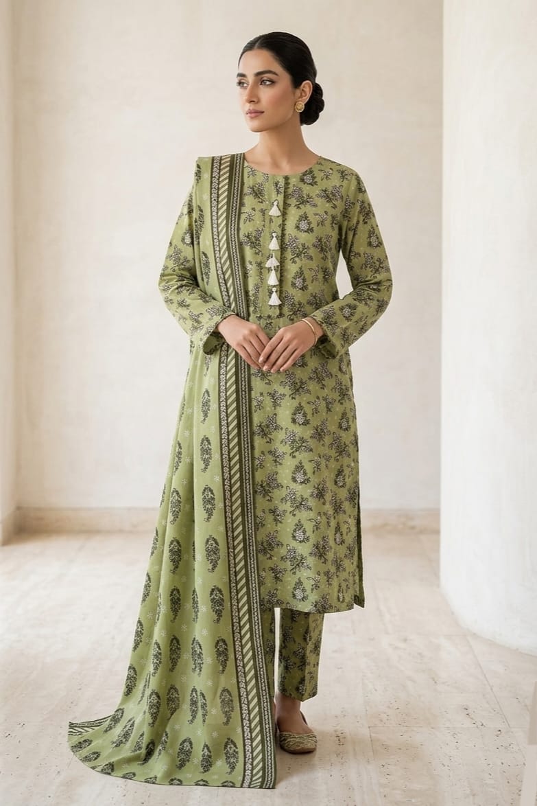 Jaffrani Stitched Printed Lawn 3Pc