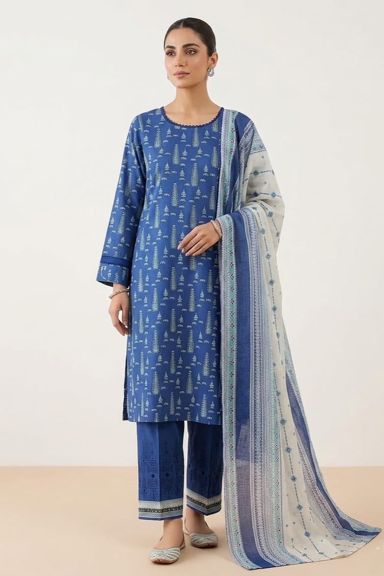 Jaffrani Stitched Printed Lawn 3Pc
