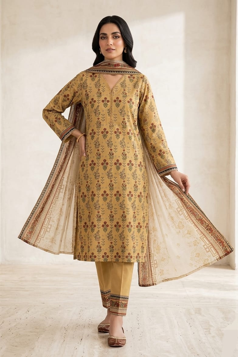 Jaffrani Stitched Printed Lawn 3Pc