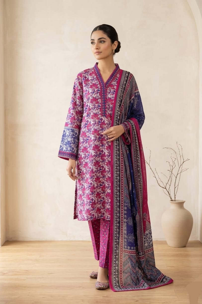 Jaffrani Stitched Printed Lawn 3Pc