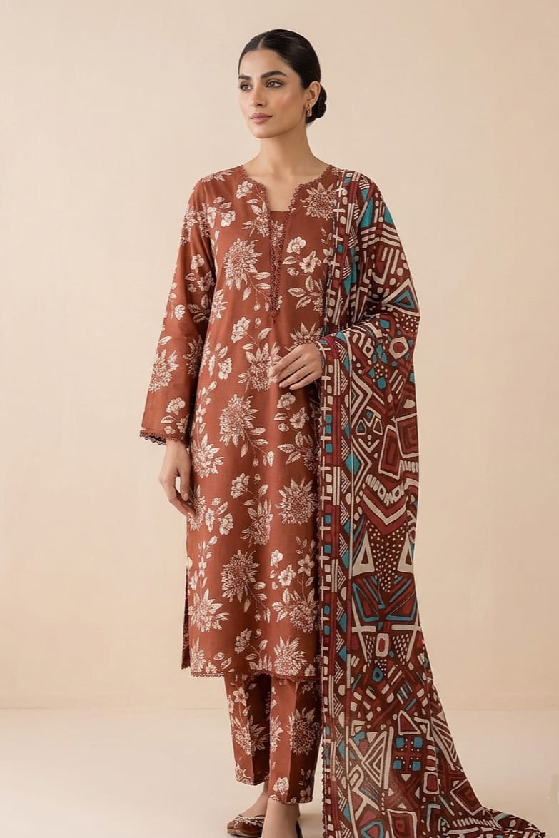 Jaffrani Stitched Printed Lawn 3Pc