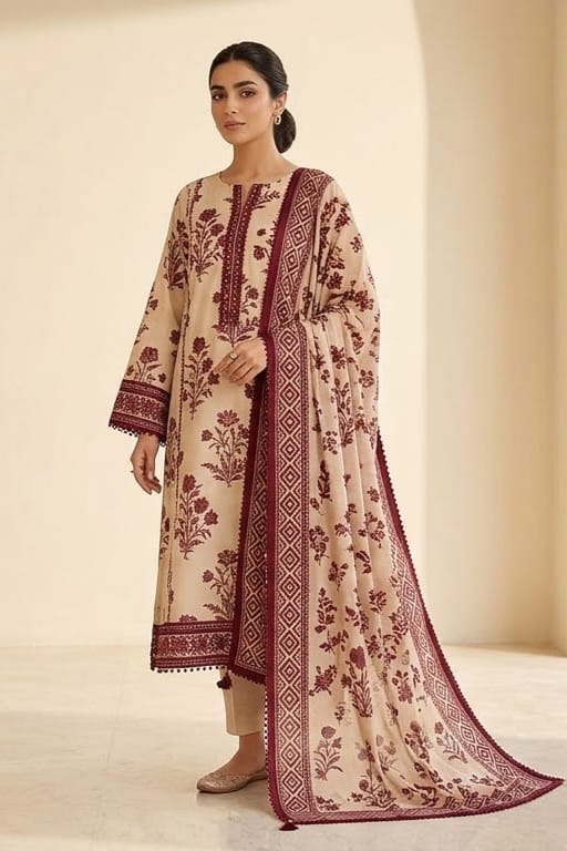 Jaffrani Stitched Printed Lawn 3Pc