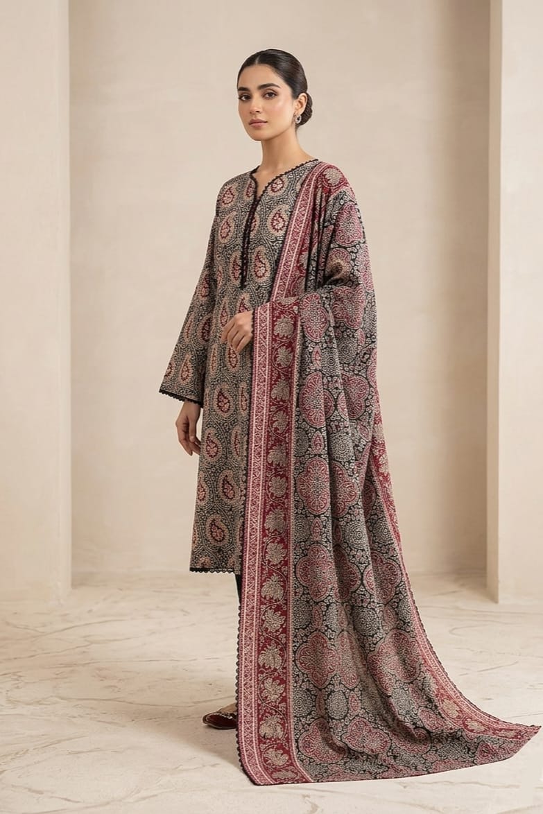 Jaffrani Stitched Printed Lawn 3Pc