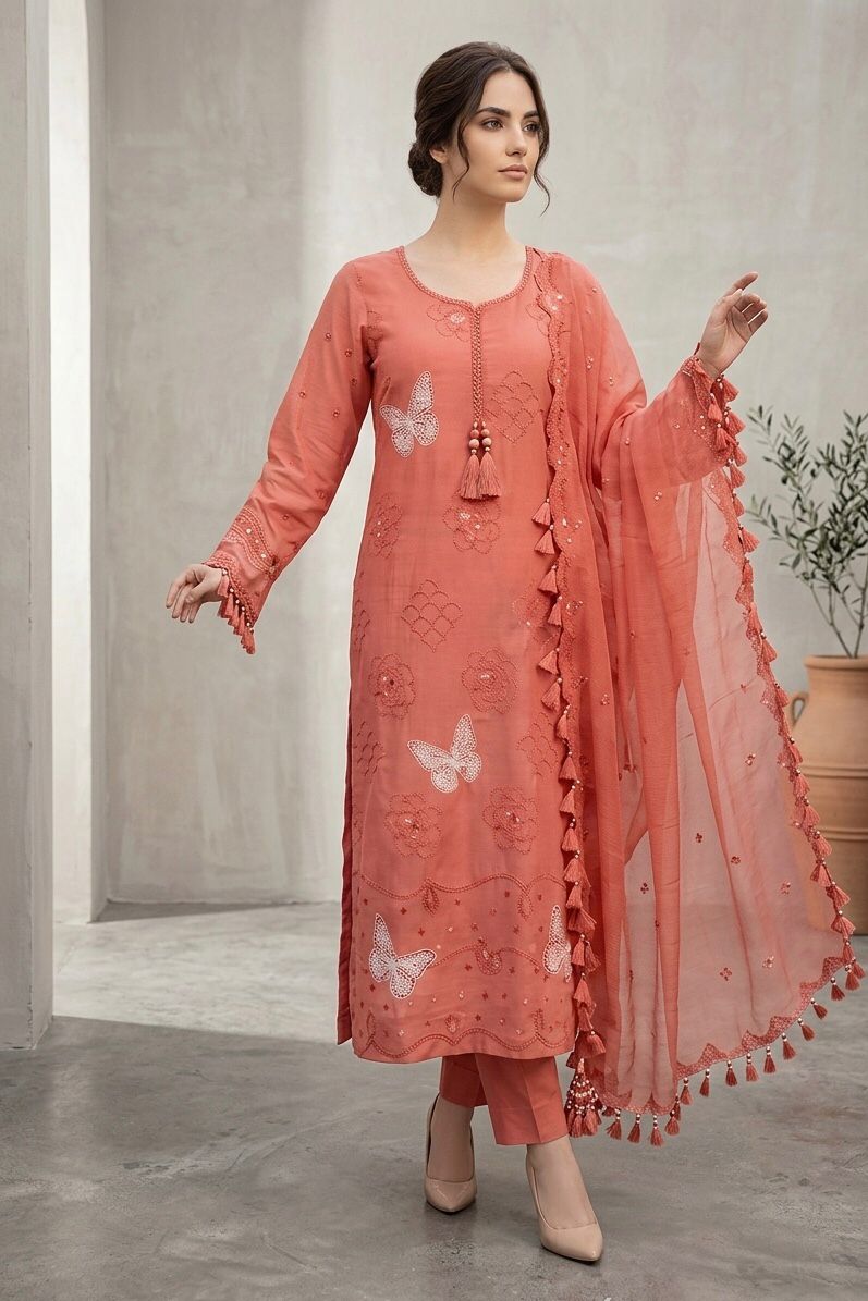 Noor jahan Pink Leli Unstitched Embroidered Lawn 3pc