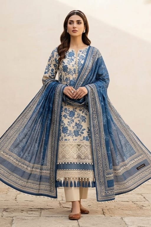 Jacquard Unstitched Printed Lawn 3pc