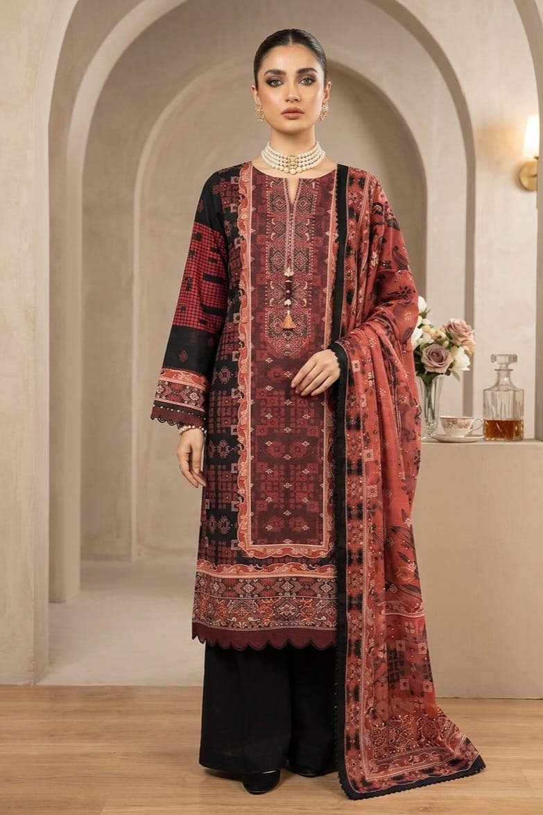 Hania Minahil Unstitched Printed Lawn 3pc