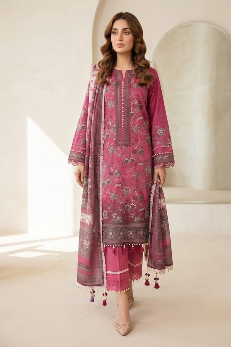 Hania Minahil Unstitched Printed Lawn 3pc