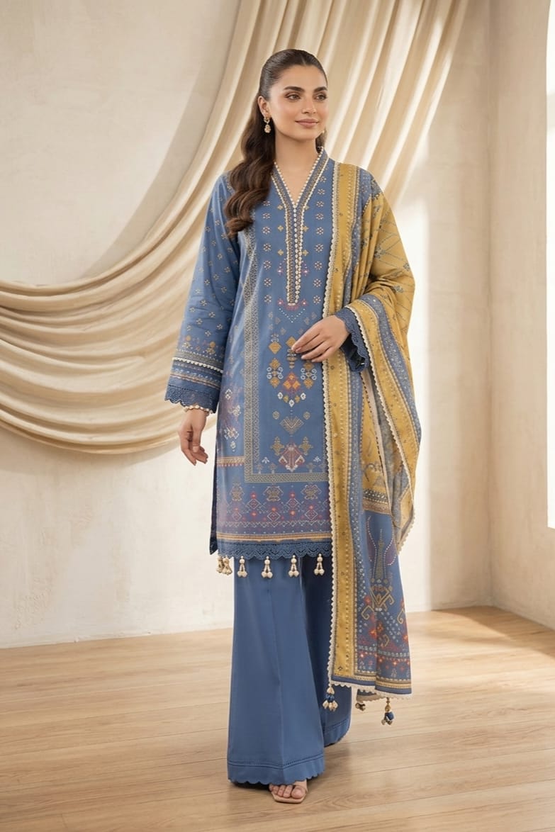 Hania Minahil Unstitched Printed Lawn 3pc