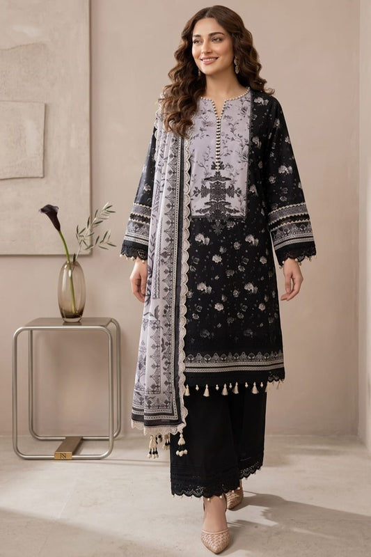 Hania Minahil Unstitched Printed Lawn 3pc