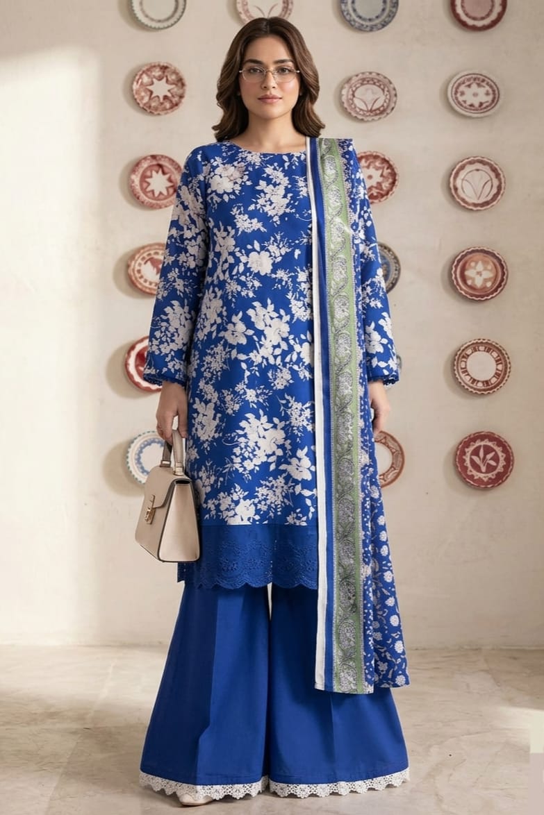 Nishat Unstitched Printed Lawn 3pc