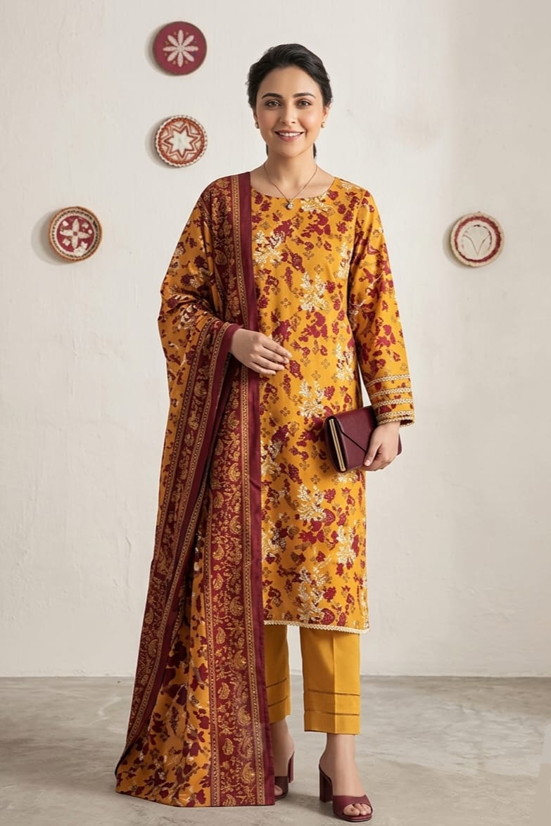 Nishat Unstitched Printed Lawn 3pc