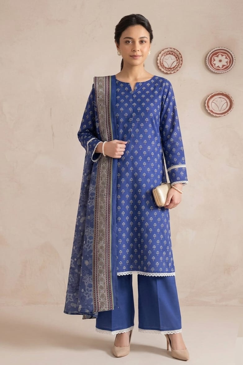Nishat Unstitched Printed Lawn 3pc