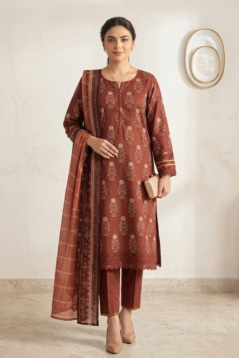 Nishat Unstitched Printed Lawn 3pc