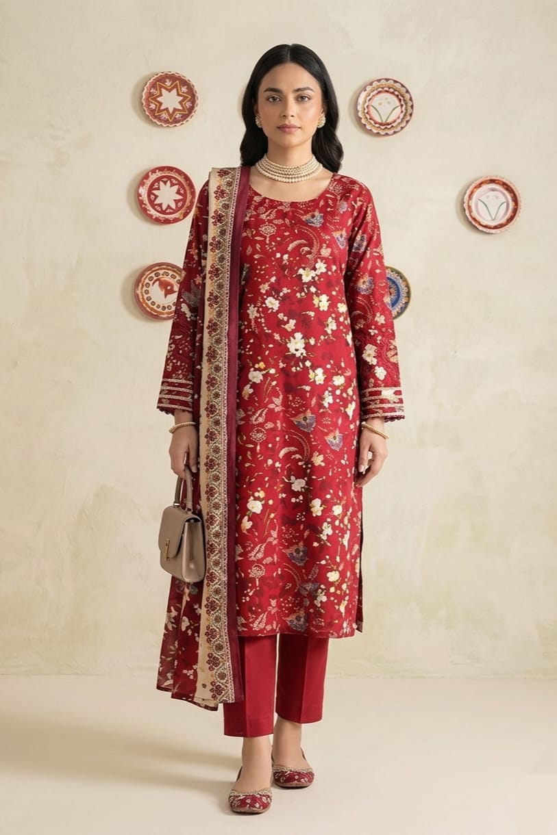 Nishat Unstitched Printed Lawn 3pc