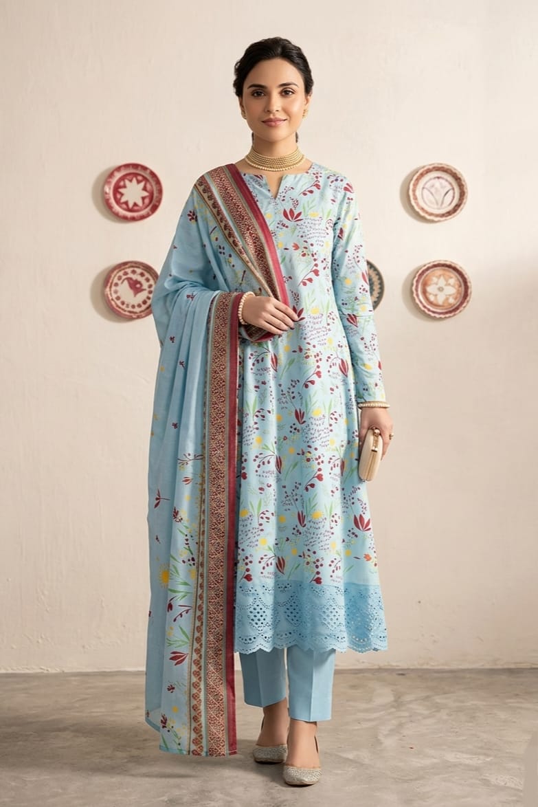 Nishat Unstitched Printed Lawn 3pc