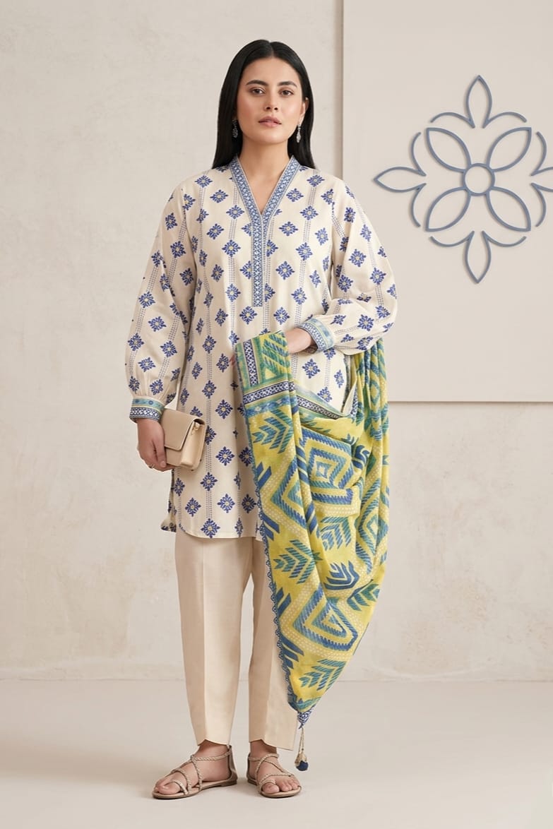 Nishat Unstitched Printed Lawn 3pc