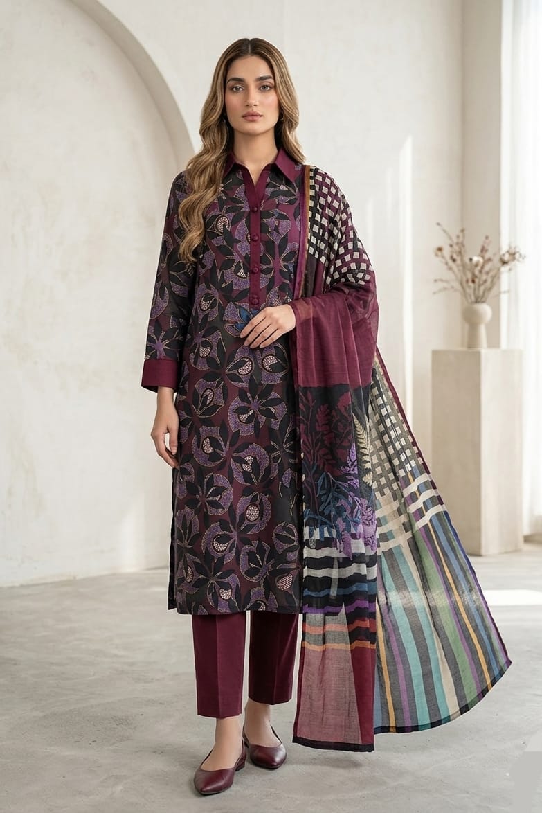 Nishat Unstitched Printed Lawn 3pc
