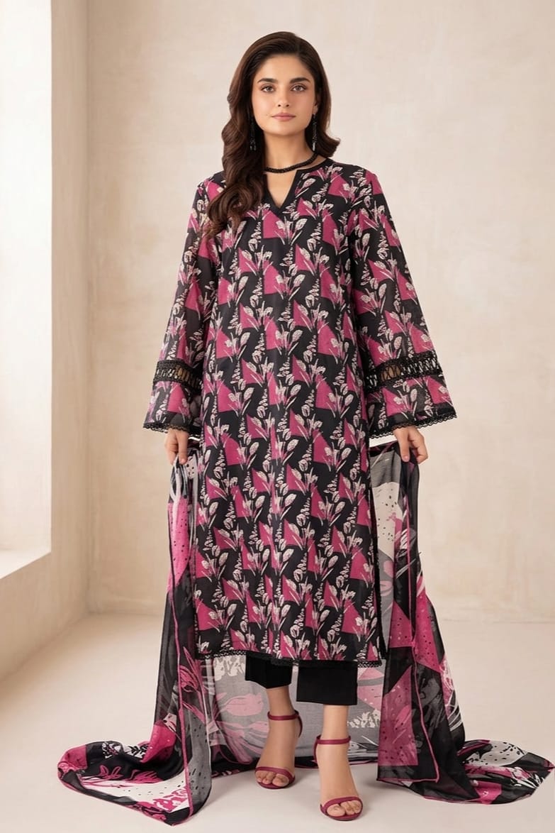 Nishat Unstitched Printed Lawn 3pc