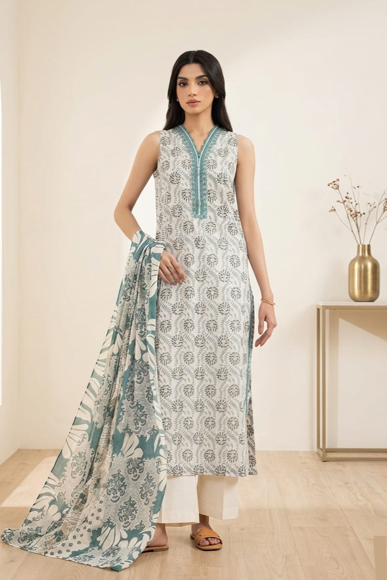 Khaadi Unstitched Printed Lawn 3pc