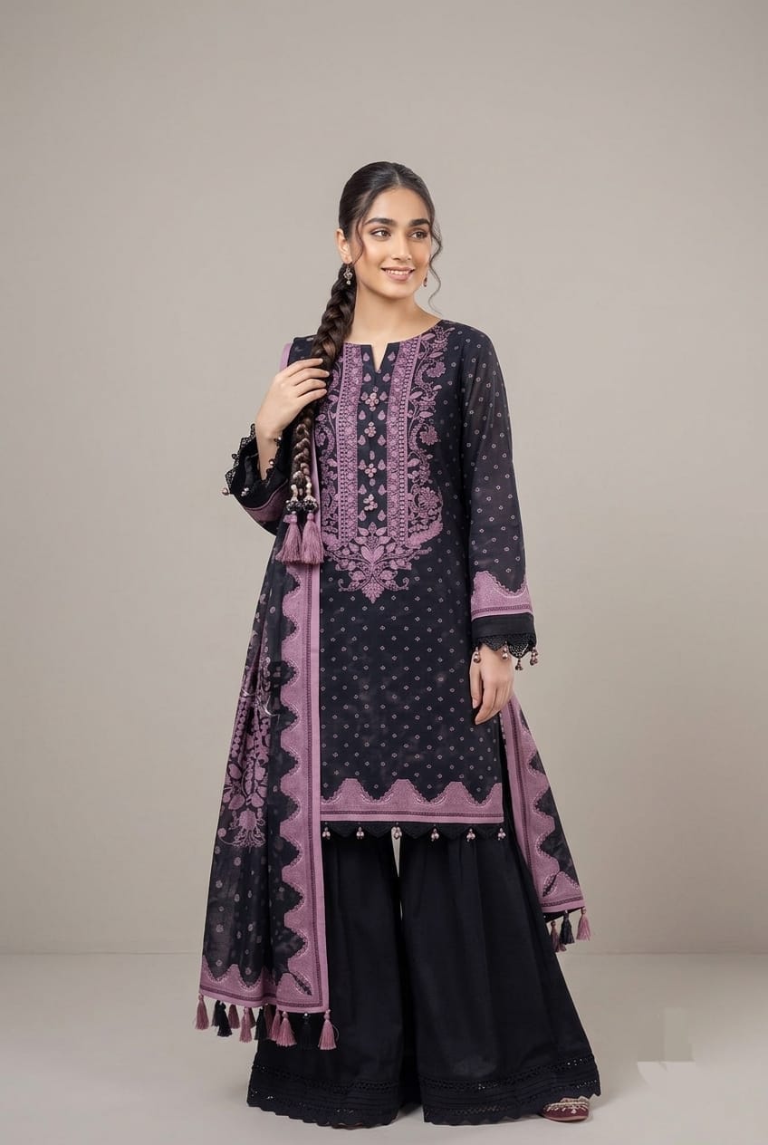 Jacquard Unstitched Printed Lawn 3pc