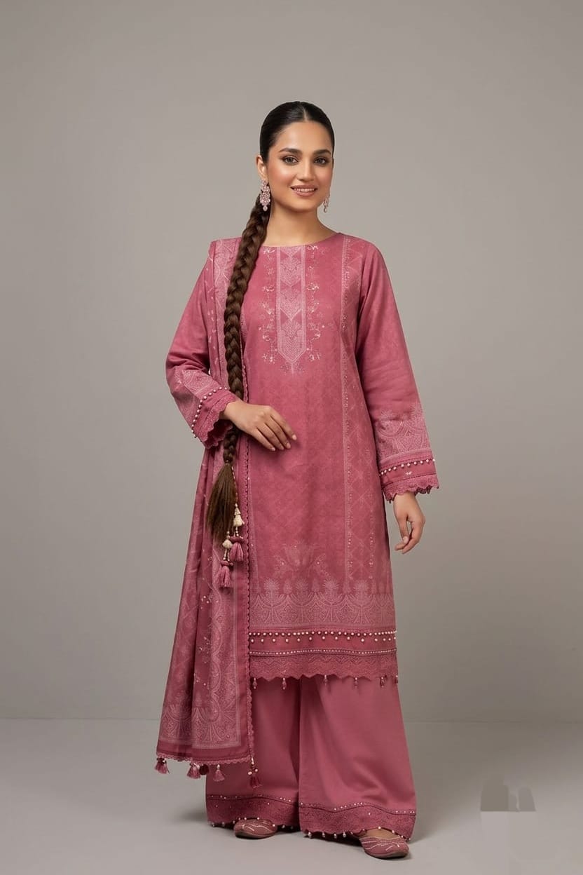 Jacquard Unstitched Printed Lawn 3pc