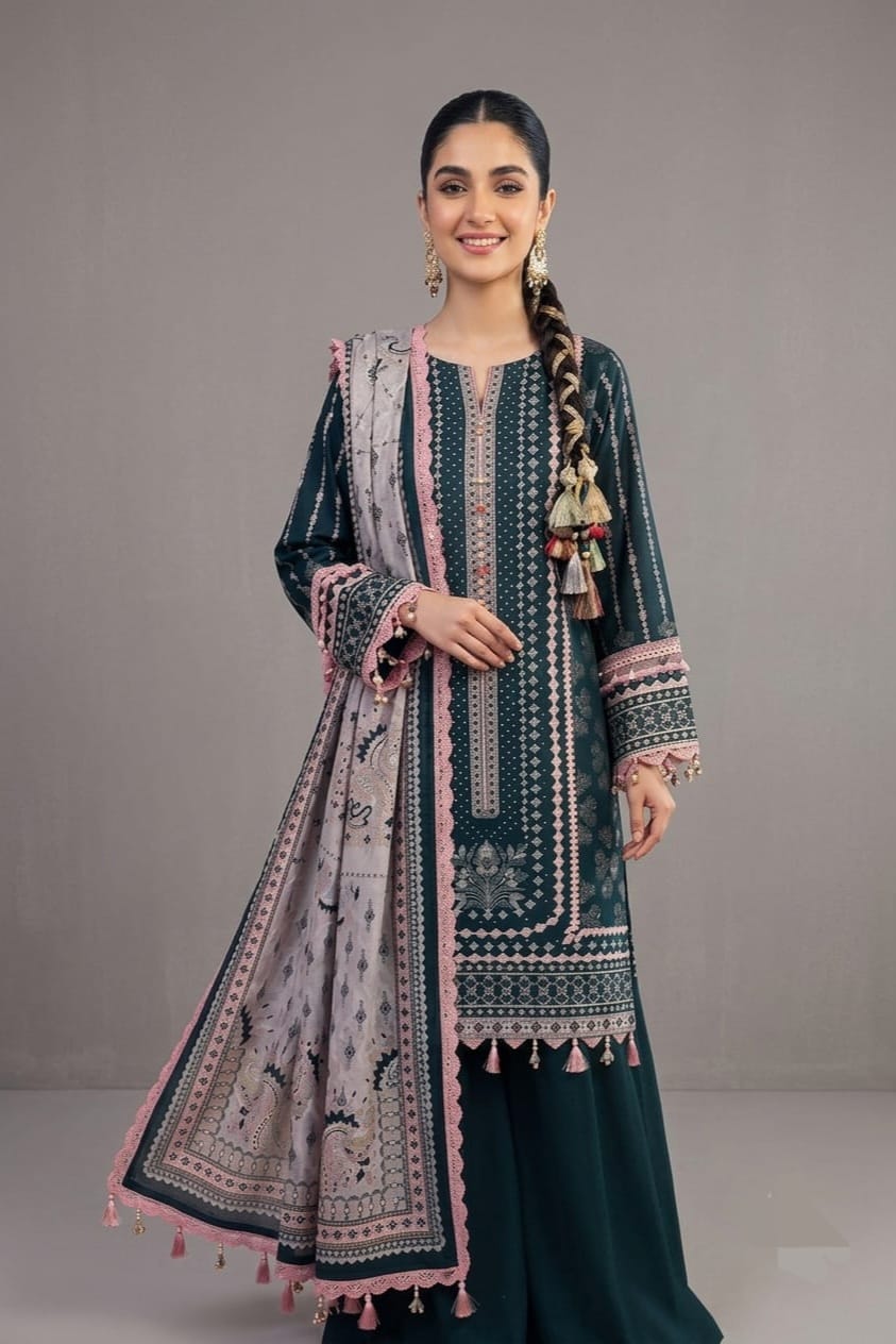 Jacquard Unstitched Printed Lawn 3pc